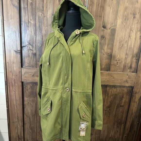NWT Sunset Lane Womens Hooded Anorak Utility Jacket, Avocado, XLarge MSRP $63.95 - Picture 2 of 12
